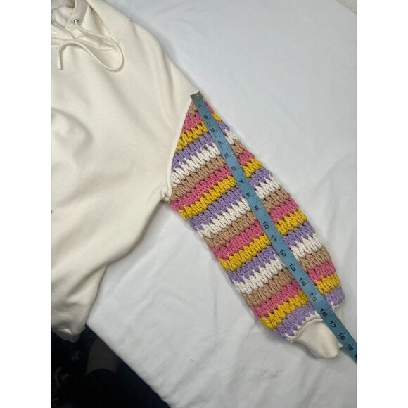 Alice + Olivia Pocket Hoodie Pullover Ivory Multicolor Small - Picture 13 of 16